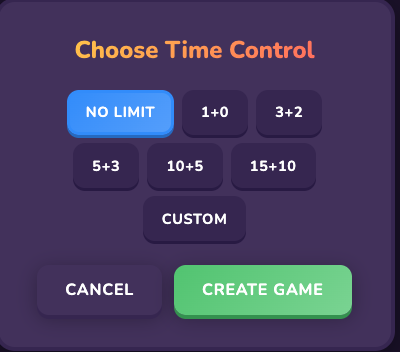 Chess – välj tidskontroll