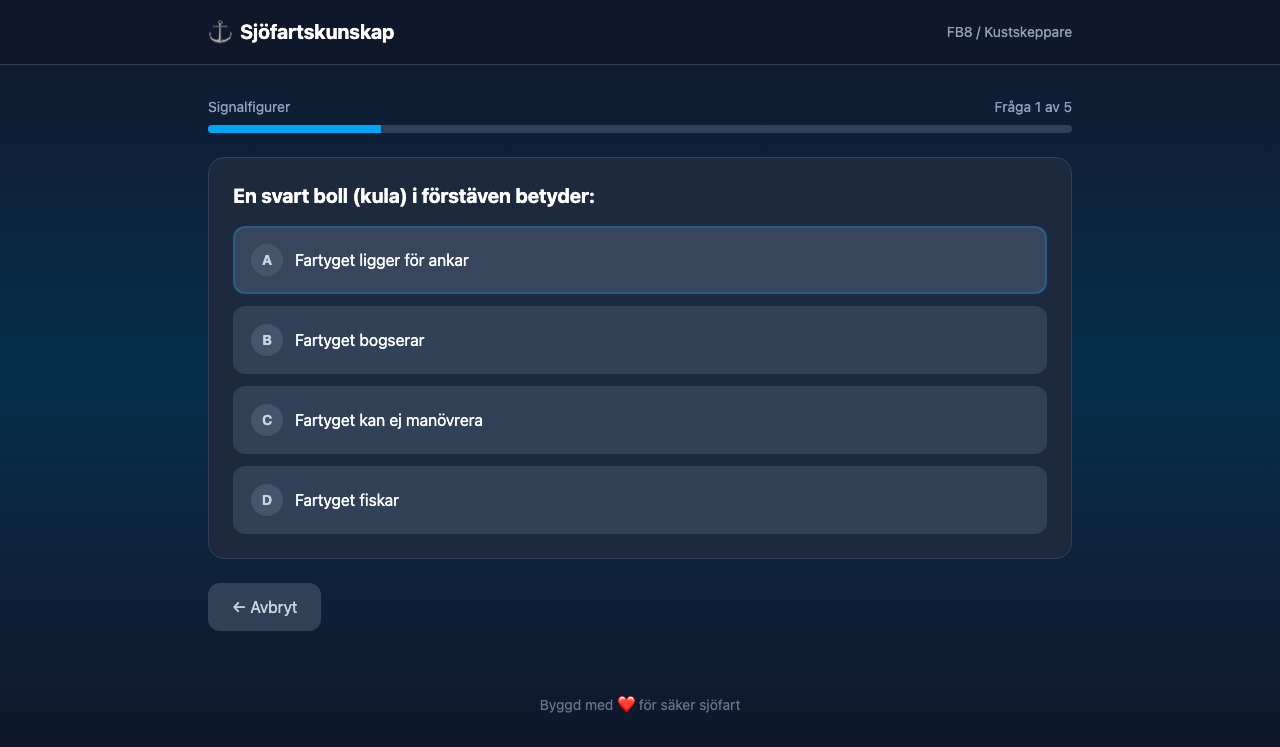 Sjöfartskunskap – quizfråga i signalfigurer