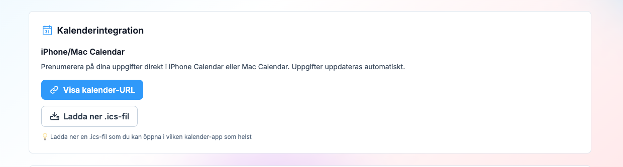 Familjeplaneraren - Kalenderintegration